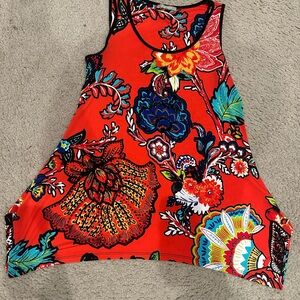Floral Sleeveless Top - Red